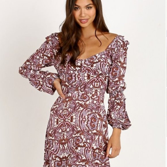 For Love and Lemons Georgia Babydoll Lilac paisley dress - Picture 4 of 10